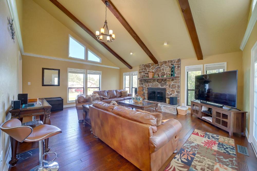 Spacious Arkansas Abode with Balcony and Fire Pit!